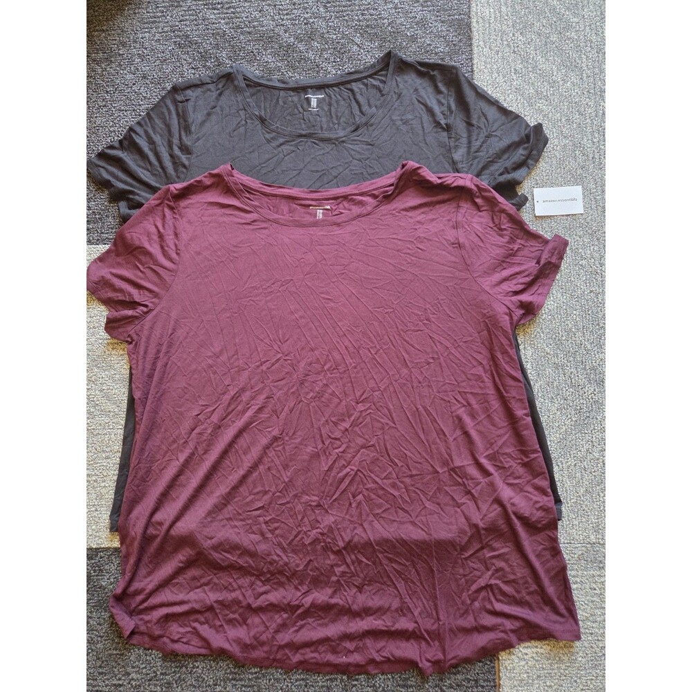 Amazon Essentials Women's Lot of 2 Scoop Neck Short Sleeve Knit T-Shirts XXL
